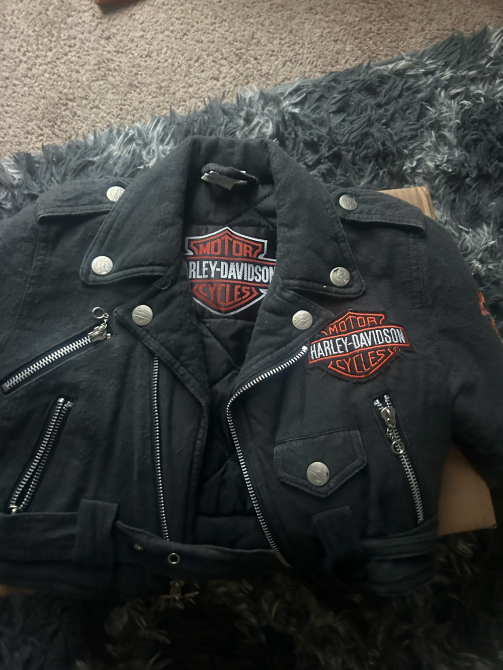 Harley-Davidson Black Jacket with Silver Zippers